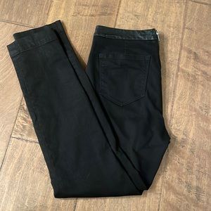 2P J. Crew Dannie - black ankle pants (faux leather trim at top)